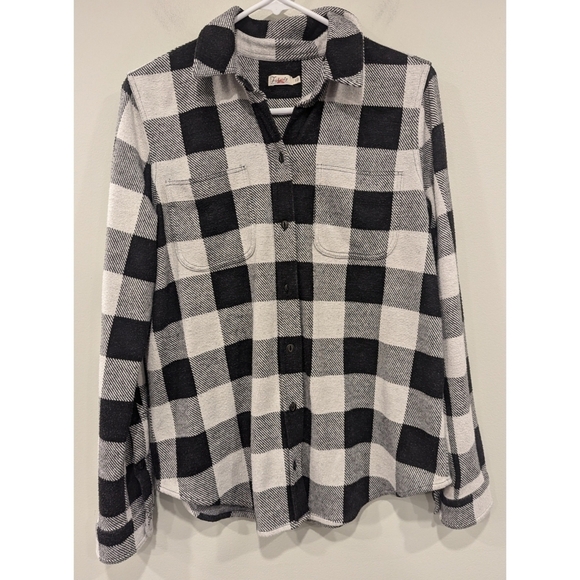 Faherty Black and White Buffalo Check Flannel Long Sleeve Button Down Shirt - Picture 1 of 6